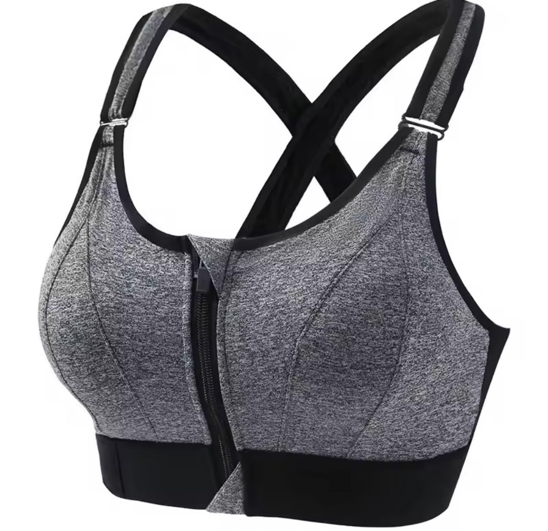 Front zipper sports bra