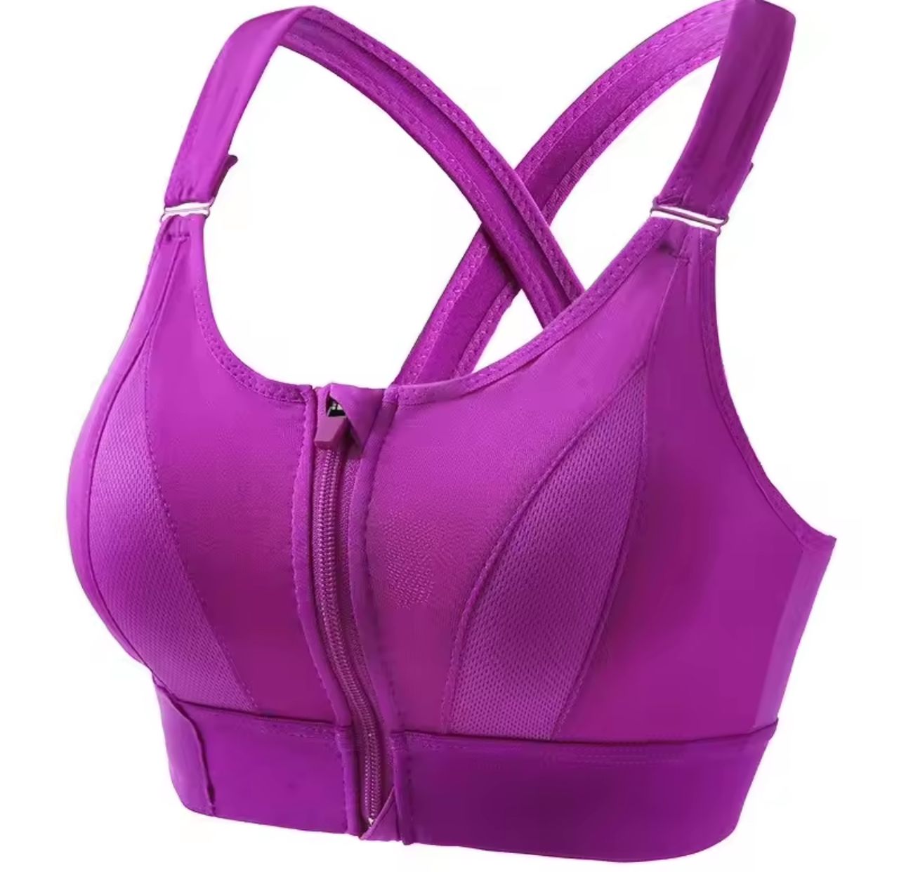 Front zipper sports bra
