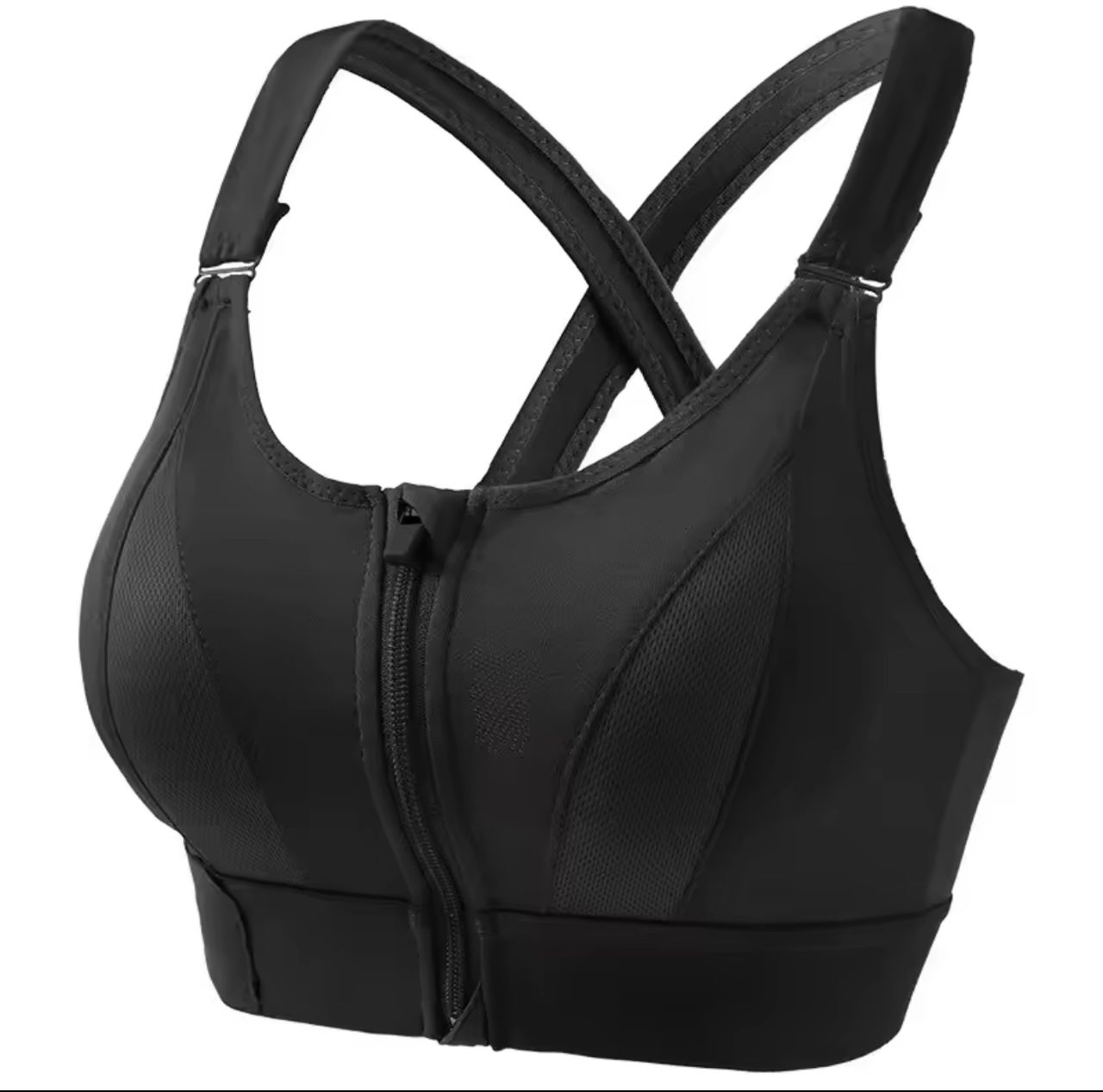 Front zipper sports bra