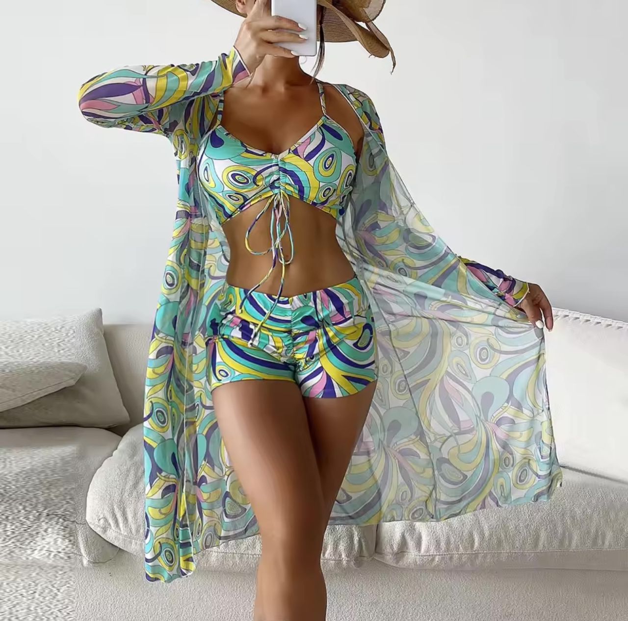 3PCS SWIM SET (KIMONO INCLUDED)
