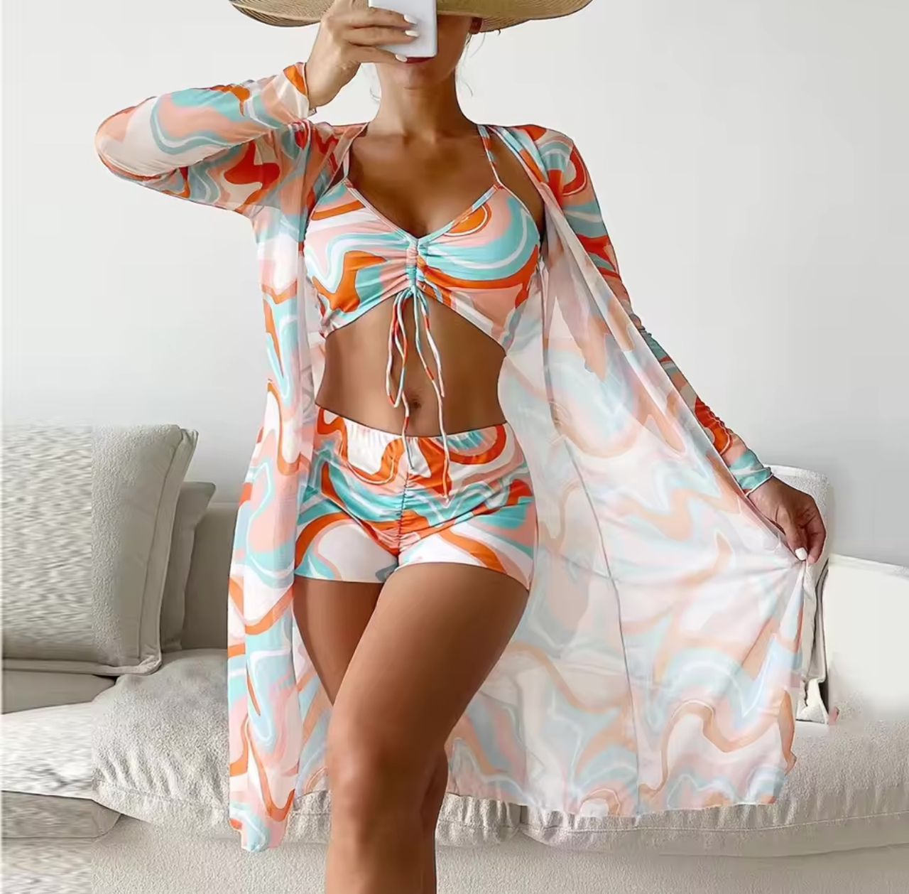 3PCS SWIM SET (KIMONO INCLUDED)