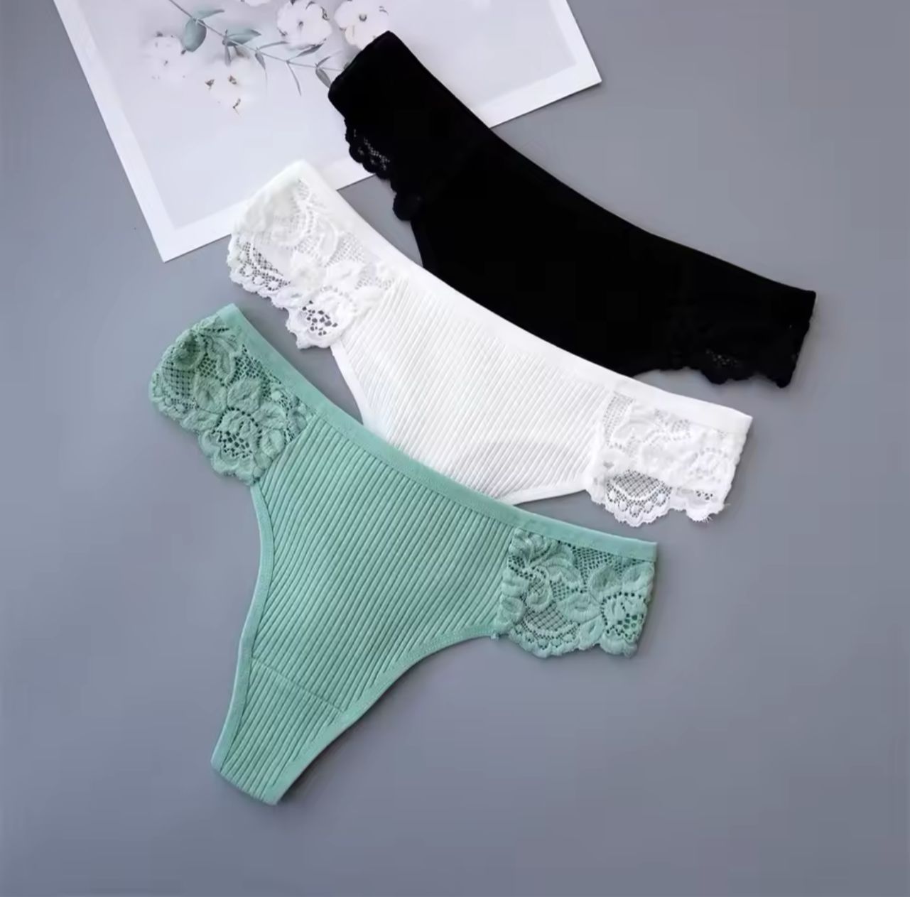 COTTON RIBBED THONG PANTS