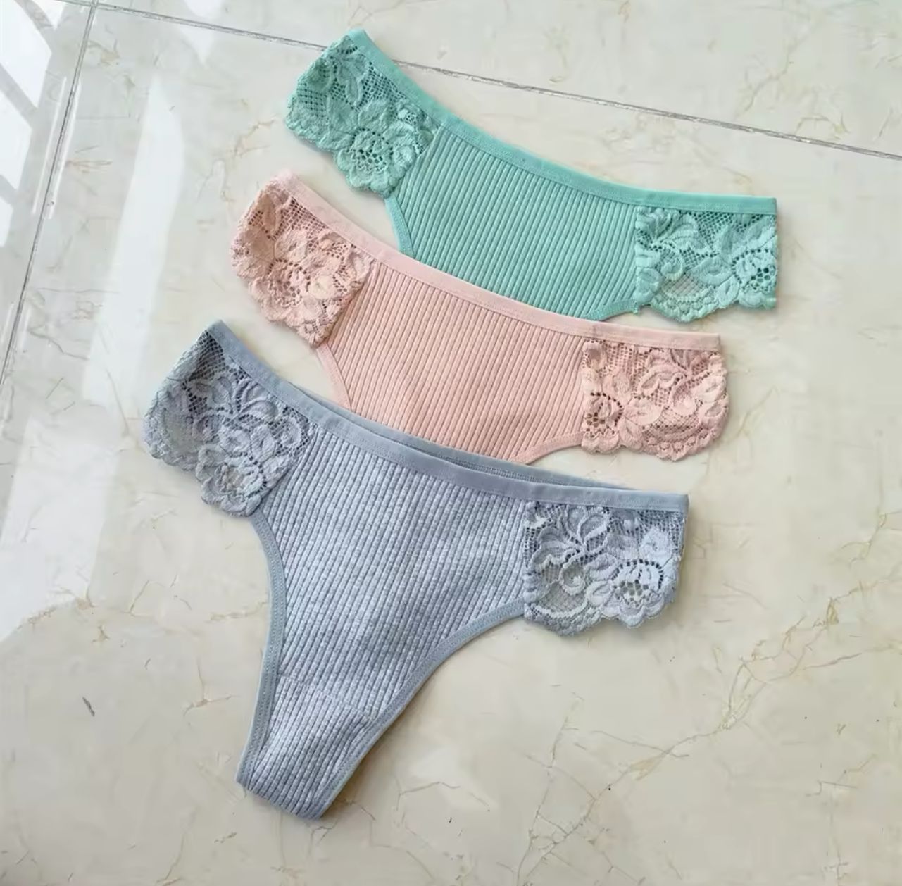 COTTON RIBBED THONG PANTS