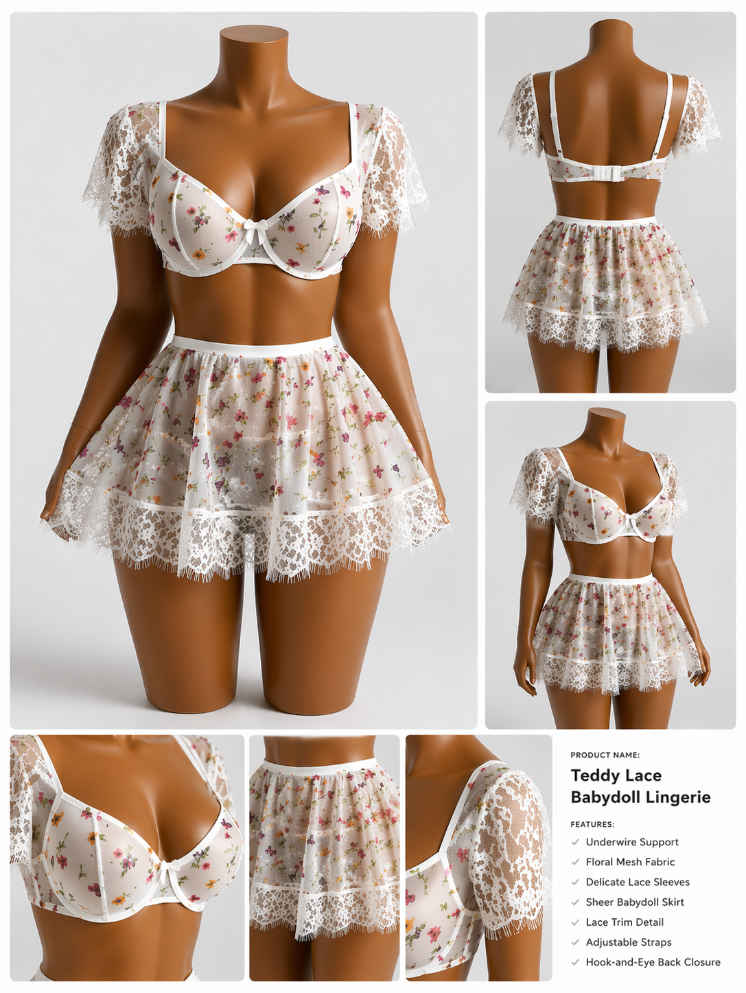 Teddy Lace Babydoll Lingerie