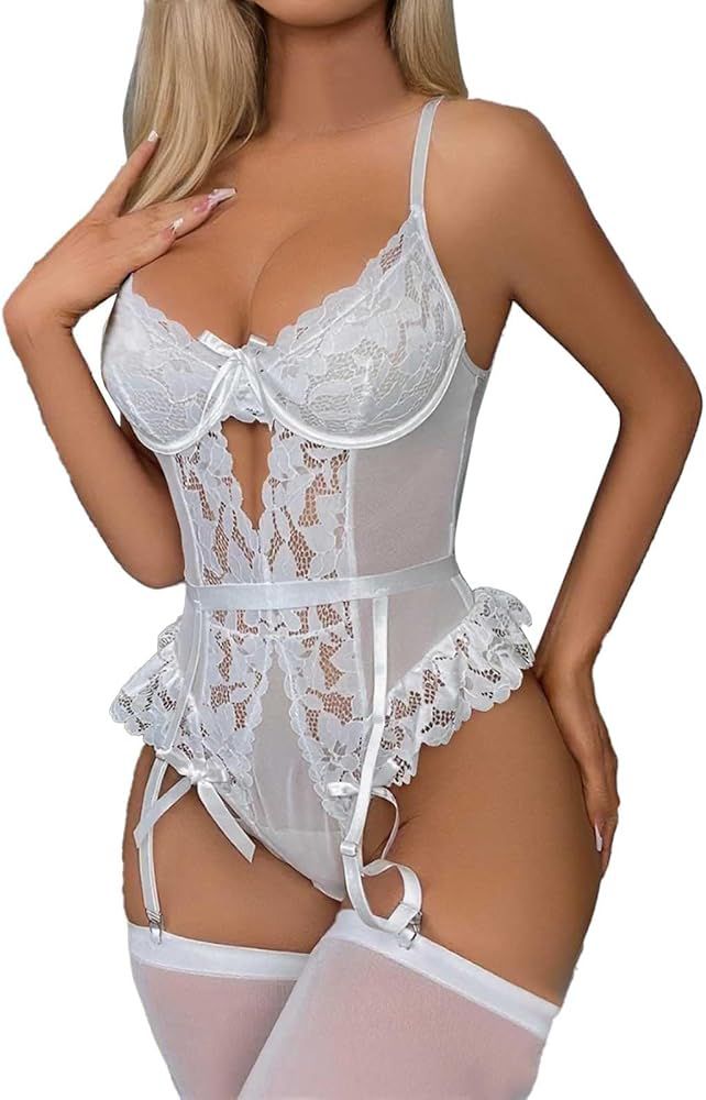 Sexy Stockings Lace Mesh Bodysuit Lingerie