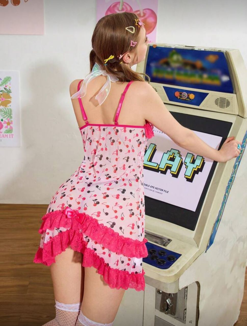 Cherry Babydoll Nightwear