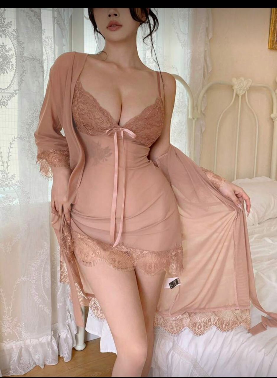 3-pieces see-through nightwear