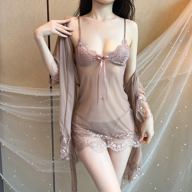 3-pieces see-through nightwear
