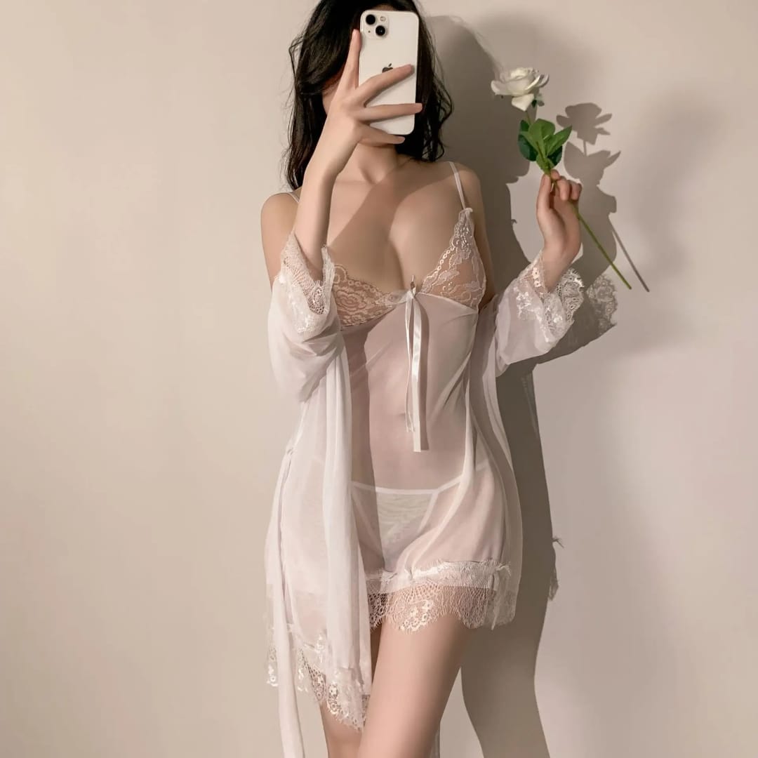 3-pieces see-through nightwear